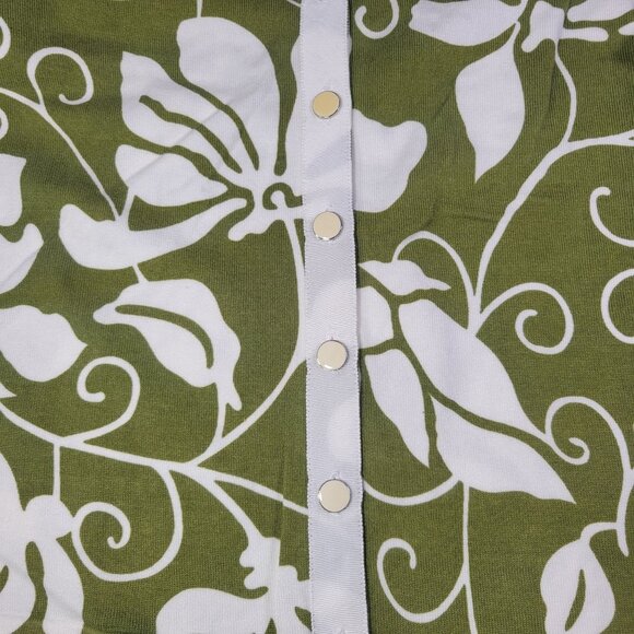 Ann Taylor Petites Green & White Floral Button-Down Cardigan Sweater Size S - Picture 7 of 7